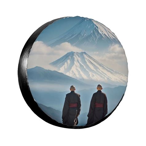 Monks In Mount Fujis Spare Tire Cover Weather Proof Wheel Protector