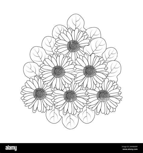 Chamomile And Daisy Flower Coloring Page Design With Detailed Line Art