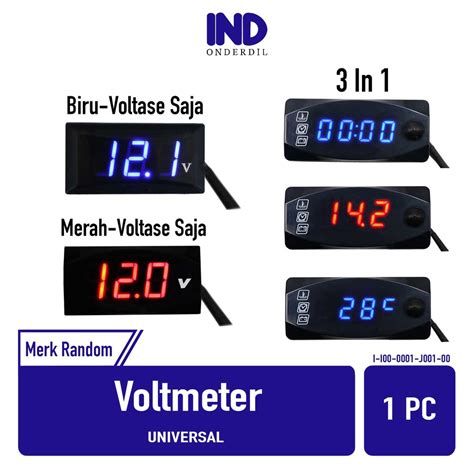 Jual Voltmeter Volt Meter 3in1 3 In 1 Pengukur Daya Aki Accu Jam