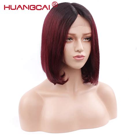 Buy T1b Burgundy Ombre Hair Bob Wigs Lace Front Human