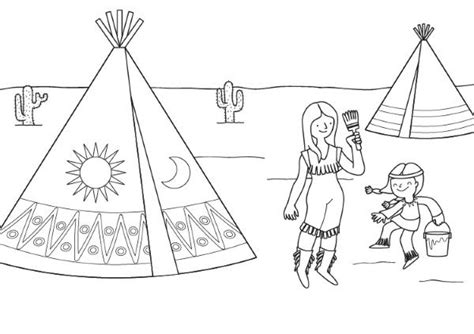 Indios Pintando Su Tipi Dibujo Para Colorear E Imprimir