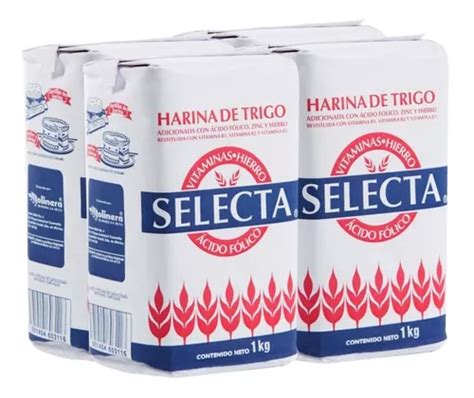 Harina De Trigo Selecta 1 Kg Pack 4 Paquete Pan A Granel Meses