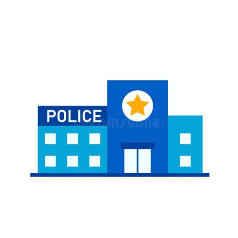 Police Station Flat Icon. Clipart Image Stock Vector - Illustration of ...