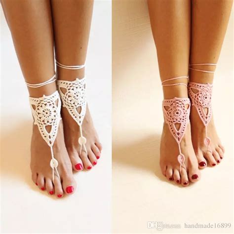 Nude Crochet Bohemian Barefoot Sandals Perfect Foot Jewelry For Bridesmaids Yoga Beach