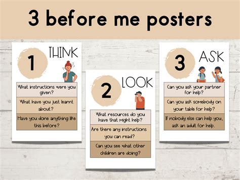 Three Before Me Posters Classroom Posters Classroom Management Neutral Classroom Classroom Decor