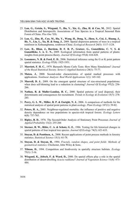 Methods Of Spatial Point Pattern Analysis Applied In Forest Ecology