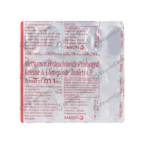 Amaryl M 1mg Tab 15s Uses Side Effects Dosage Composition And Price