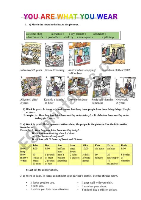 You Are What You Wear Esl Worksheet By 70anatoly