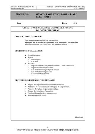 M08 oxycoupage et soudage à larc électrique ge esa PDF