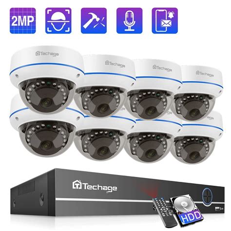 Brand New Techage 8CH 1080P POE NVR Kit Security Camera System 2 0MP HD