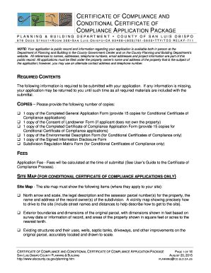 Fillable Online Slocounty Ca Certificate Of Compliance Application