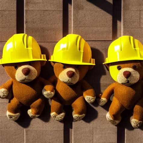 Anthropomorphic Teddy Bears Wearing Hard Hats At A Stable Diffusion