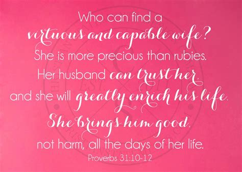 Virtuous and Capable Wife Vinyl Wall Statement - Proverbs 31:10-12 ...