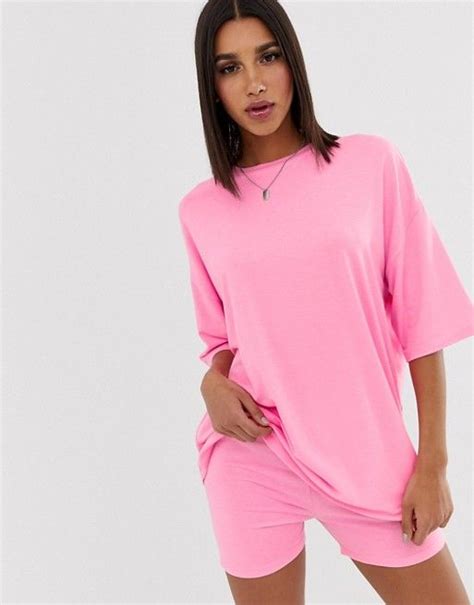 ASOS DESIGN Two Piece Super Oversized T Shirt With Wash In Pink ASOS