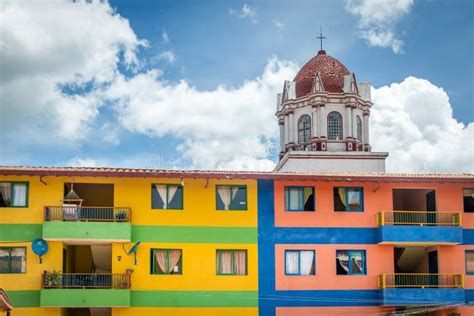 Colorful Houses and Church - Guatape, Colombia Editorial Image - Image of houses, construction ...