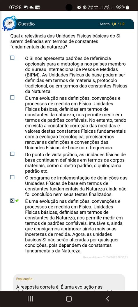 Qual a relevância das Unidades Físicas básicas do SI serem definidas em