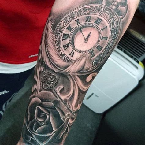 Amazing Pocket Watch Tattoo Designs For Men Guide Pocket