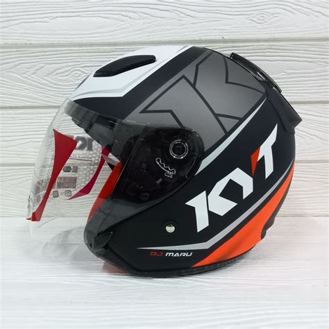 Jual Helm Half Face Kyt Dj Maru Djmaru Motif Seri Black Matt Red