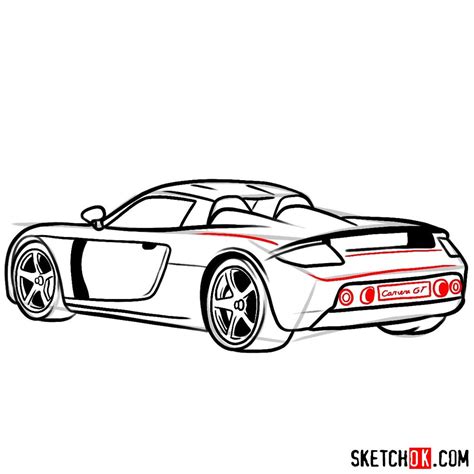 How To Draw Porsche Carrera Gt Rear View Sketchok Easy Drawing Guides