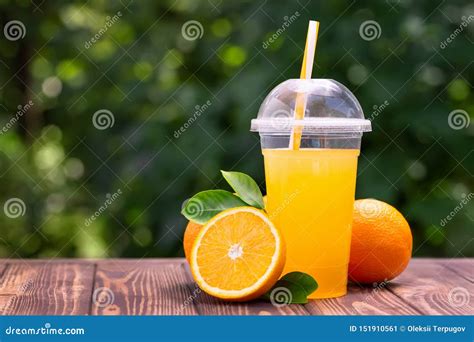 Orange Juice In Plastic Cup Stock Image Image Of Liquid Fruit 151910561