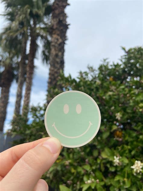 Smiley Face Sticker Green and Pink Smiley Sticker Happy Face Sticker ...