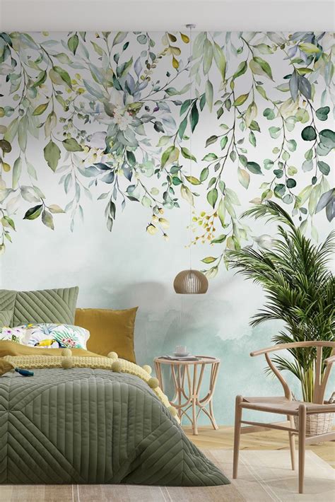 Leaf Wallpaper Bathroom Watercolor Botanical Wallpaper Autumn Leaves