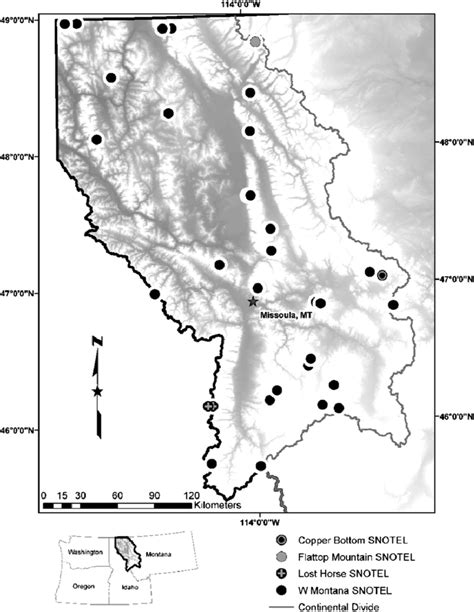 Map Showing Western Montana And Location Of Snotel Sites West Of The