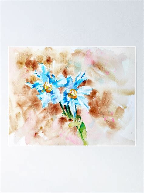 Blue Himalayan Poppies I Botanical Watercolour Painting Blue