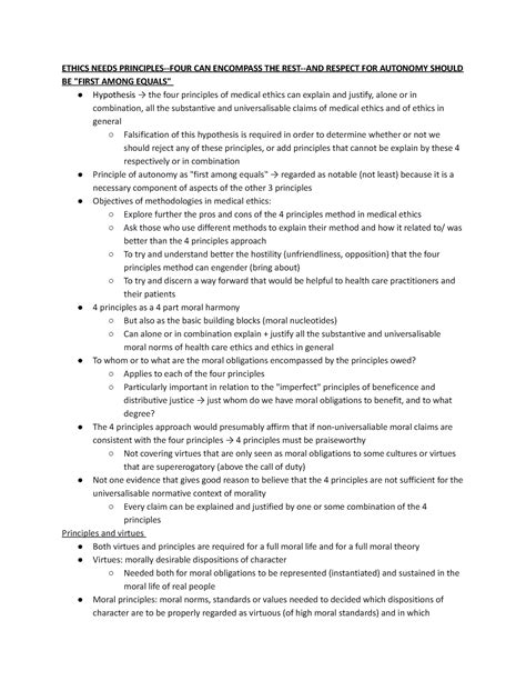 Hs Autonomy Reading Ethics Needs Principles Four Can Encompass