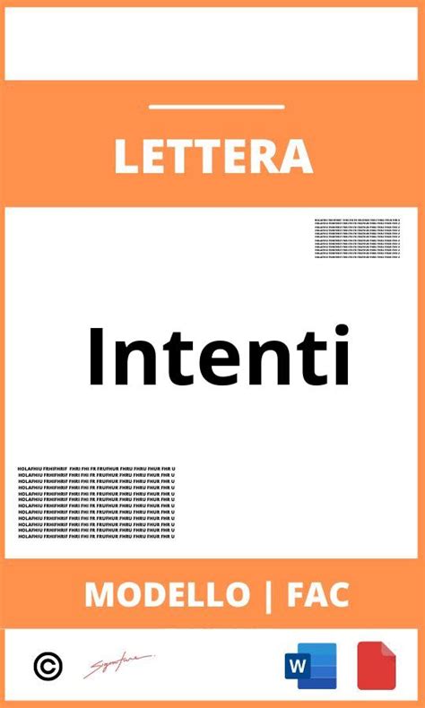 Lettera Di Intenti Modello