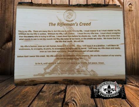 U.S. Marine Rifleman’s Creed – Backwoods Laser Engraving