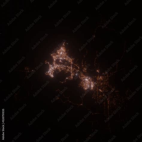 Darwin Australia Street Lights Map Satellite View On Modern City At