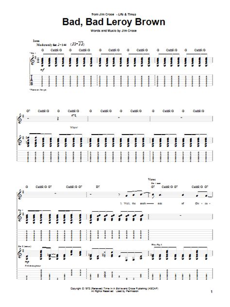 Bad, Bad Leroy Brown by Jim Croce - Guitar Tab - Guitar Instructor