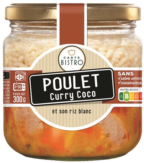 Poulet Curry Coco Et Son Riz Blanc Carte Bistro Carton De 6 Bocaux