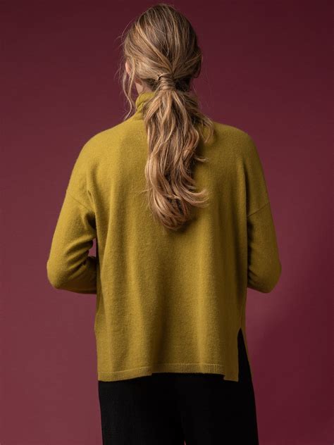 Pure Cashmere Nyc Turtleneck Loose Fit Tunic Mustard Garmentory