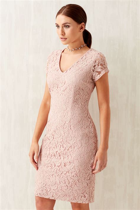 V Neck Lace Dress In Rose Roman Originals Uk