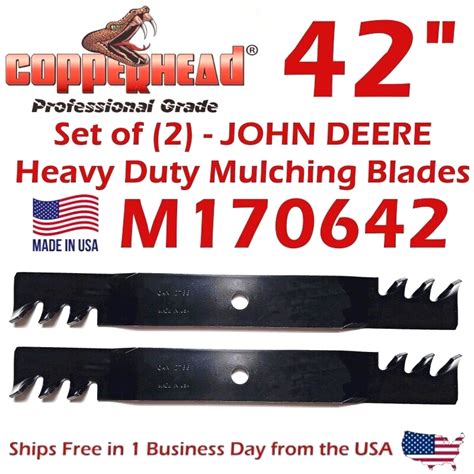 Copperhead 2 42 Hd John Deere Mulching Blades M170642 X330 X345 X380 Accel Ebay