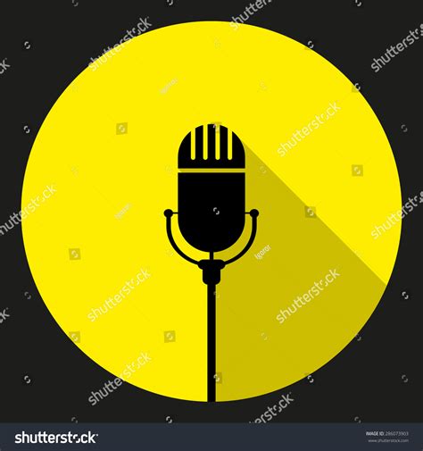 Vintage Black Silhouette Retro Stage Microphone Stock Vector Royalty