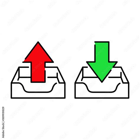 Símbolo bandeja de entrada Icono plano lineal bandeja con flecha de