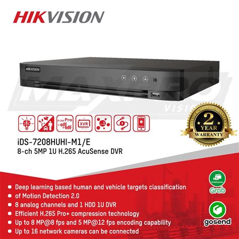 Jual IDS 7208HUHI M1 E DVR HIKVISION 5MP 8 CHANNEL ACUSENSE SUPPORT