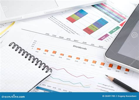 financial papers computer  office supplies royalty  stock photo