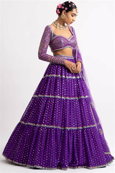 Purple Multi Tier Multi Color Lehenga Set Design By Vvani By Vani Vats