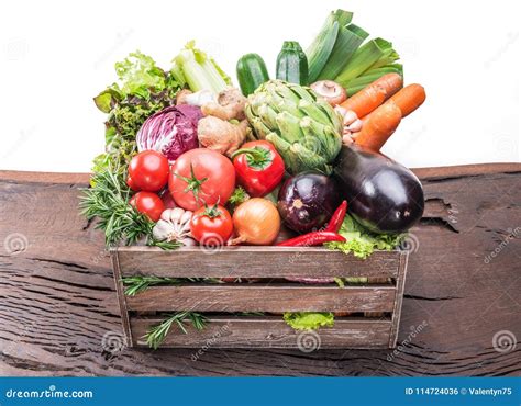 Fresh Multi Colored Vegetables In Wooden Crate Stock Photo Image Of