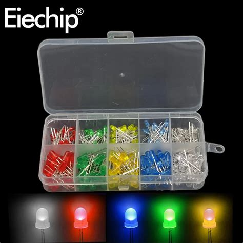 Pcs Lot Mm Mm Led Diode Assorted Kit White Green Red Blue Yellow