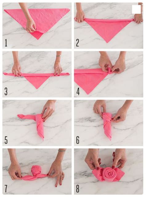 Rose Napkin Folding Step By Step Instructions Pliage Serviette Facile