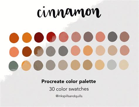 Cinnamon Color Palette For Procreate On Ipad Instant Digital Download