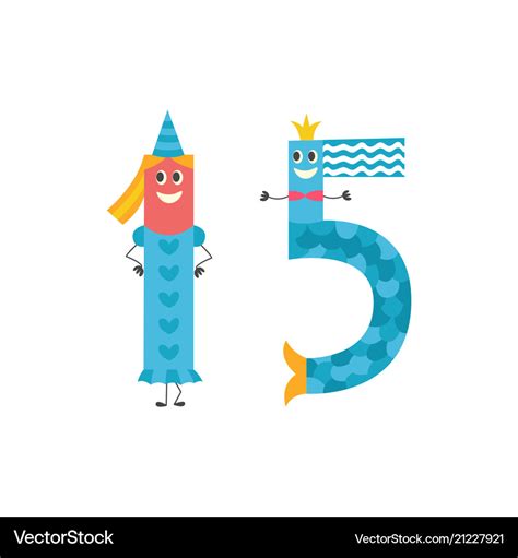 Number fifteen cartoon character for teaching Vector Image