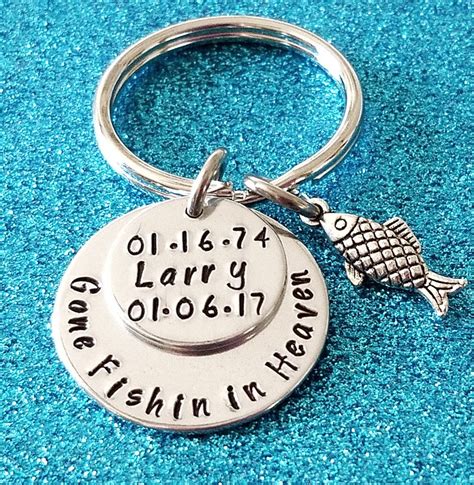 Personalized Memorial Keychain Memory Of Dad Fishing Etsy