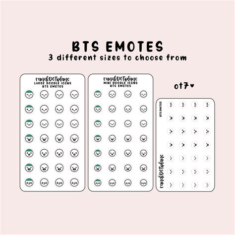 BTS Emotes Hand Drawn Icon Stickers for Your Paper Planner - Etsy