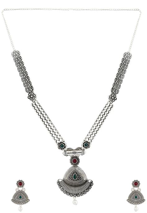 Buy Oxidised Stone Studded Necklace Set Online Juy Utsav Fashion